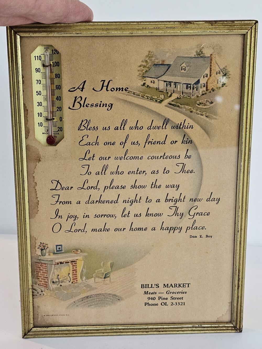 VTG Bill's Market Meats & Groceries "A Home Blessing" Thermometerm 5" x 7"